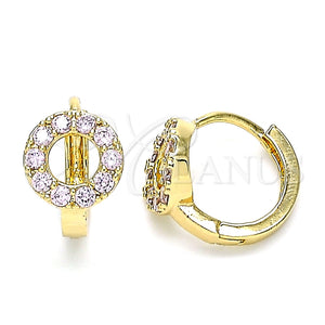 Argolla Huggie 02.210.0646.3.15 Oro Laminado, con Rosado Zirconia Cubica, Pulido, Tono Dorado