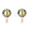 Argolla Huggie 02.210.0646.4.15 Oro Laminado, con Multicolor Zirconia Cubica, Pulido, Tono Dorado
