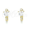 Argolla Huggie 02.210.0647.15 Oro Laminado, Diseño de Corazón, con Blanca Zirconia Cubica, Pulido, Tono Dorado