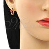 Argolla Huggie 02.210.0647.1.15 Oro Laminado, Diseño de Corazón, con Granate and Blanca Zirconia Cubica, Pulido, Tono Dorado