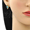 Argolla Huggie 02.210.0647.2.15 Oro Laminado, Diseño de Corazón, con Aqua Azul and Blanca Zirconia Cubica, Pulido, Tono Dorado