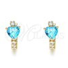 Argolla Huggie 02.210.0647.2.15 Oro Laminado, Diseño de Corazón, con Aqua Azul and Blanca Zirconia Cubica, Pulido, Tono Dorado