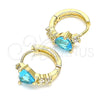 Argolla Huggie 02.210.0647.2.15 Oro Laminado, Diseño de Corazón, con Aqua Azul and Blanca Zirconia Cubica, Pulido, Tono Dorado