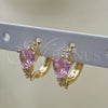 Argolla Huggie 02.210.0647.4.15 Oro Laminado, Diseño de Corazón, con Rosado and Blanca Zirconia Cubica, Pulido, Tono Dorado