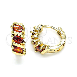 Argolla Huggie 02.210.0648.1.15 Oro Laminado, con Granate Zirconia Cubica, Pulido, Tono Dorado