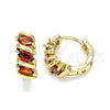 Argolla Huggie 02.210.0648.1.15 Oro Laminado, con Granate Zirconia Cubica, Pulido, Tono Dorado