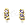 Argolla Huggie 02.210.0648.3.15 Oro Laminado, con Amatista Zirconia Cubica, Pulido, Tono Dorado
