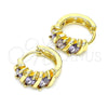 Argolla Huggie 02.210.0648.3.15 Oro Laminado, con Amatista Zirconia Cubica, Pulido, Tono Dorado