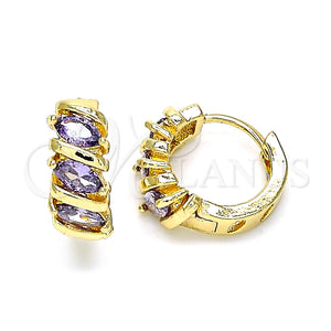Argolla Huggie 02.210.0648.3.15 Oro Laminado, con Amatista Zirconia Cubica, Pulido, Tono Dorado