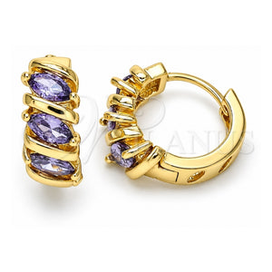 Argolla Huggie 02.210.0648.3.15 Oro Laminado, con Zirconia Cubica Amatista, Pulido, Tono Dorado
