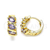 Argolla Huggie 02.210.0648.3.15 Oro Laminado, con Amatista Zirconia Cubica, Pulido, Tono Dorado