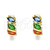 Argolla Huggie 02.210.0648.5.15 Oro Laminado, con Multicolor Zirconia Cubica, Pulido, Tono Dorado