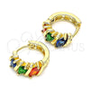 Argolla Huggie 02.210.0648.5.15 Oro Laminado, con Multicolor Zirconia Cubica, Pulido, Tono Dorado