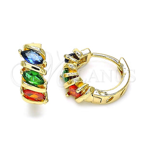 Argolla Huggie 02.210.0648.5.15 Oro Laminado, con Multicolor Zirconia Cubica, Pulido, Tono Dorado