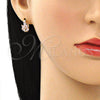 Argolla Huggie 02.210.0649.4.15 Oro Laminado, Diseño de Oja, con Rosado Zirconia Cubica, Pulido, Tono Dorado