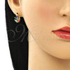 Argolla Huggie 02.210.0649.5.15 Oro Laminado, Diseño de Oja, con Multicolor Zirconia Cubica, Pulido, Tono Dorado