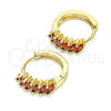 Argolla Huggie 02.210.0650.1.15 Oro Laminado, con Granate Zirconia Cubica, Pulido, Tono Dorado