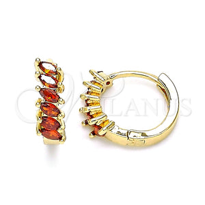 Argolla Huggie 02.210.0650.1.15 Oro Laminado, con Granate Zirconia Cubica, Pulido, Tono Dorado