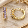 Argolla Huggie 02.210.0650.3.15 Oro Laminado, con Zirconia Cubica Amatista, Pulido, Tono Dorado