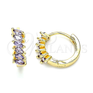 Argolla Huggie 02.210.0650.3.15 Oro Laminado, con Amatista Zirconia Cubica, Pulido, Tono Dorado