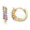Argolla Huggie 02.210.0650.3.15 Oro Laminado, con Zirconia Cubica Amatista, Pulido, Tono Dorado