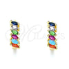 Argolla Huggie 02.210.0650.5.15 Oro Laminado, con Multicolor Zirconia Cubica, Pulido, Tono Dorado