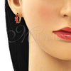 Argolla Huggie 02.210.0651.1.15 Oro Laminado, Diseño de Baguette, con Granate Zirconia Cubica, Pulido, Tono Dorado