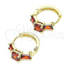 Argolla Huggie 02.210.0651.1.15 Oro Laminado, Diseño de Baguette, con Granate Zirconia Cubica, Pulido, Tono Dorado