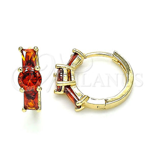 Argolla Huggie 02.210.0651.1.15 Oro Laminado, Diseño de Baguette, con Granate Zirconia Cubica, Pulido, Tono Dorado