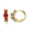 Argolla Huggie 02.210.0651.1.15 Oro Laminado, Diseño de Baguette, con Granate Zirconia Cubica, Pulido, Tono Dorado