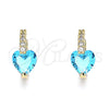 Argolla Huggie 02.210.0652.2.15 Oro Laminado, Diseño de Corazón, con Aqua Azul and Blanca Zirconia Cubica, Pulido, Tono Dorado