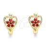 Argolla Huggie 02.210.0653.15 Oro Laminado, Diseño de Flor y Corazón, con Granate Zirconia Cubica, Pulido, Tono Dorado