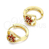 Argolla Huggie 02.210.0653.15 Oro Laminado, Diseño de Flor y Corazón, con Granate Zirconia Cubica, Pulido, Tono Dorado