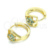 Argolla Huggie 02.210.0653.1.15 Oro Laminado, Diseño de Flor y Corazón, con Aqua Azul Zirconia Cubica, Pulido, Tono Dorado