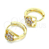 Argolla Huggie 02.210.0653.2.15 Oro Laminado, Diseño de Flor, con Amatista Zirconia Cubica, Pulido, Tono Dorado
