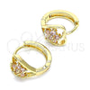 Argolla Huggie 02.210.0653.3.15 Oro Laminado, Diseño de Flor y Corazón, con Rosado Zirconia Cubica, Pulido, Tono Dorado