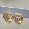 Argolla Huggie 02.210.0653.3.15 Oro Laminado, Diseño de Flor y Corazón, con Rosado Zirconia Cubica, Pulido, Tono Dorado