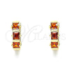 Argolla Huggie 02.210.0654.15 Oro Laminado, con Granate Zirconia Cubica, Pulido, Tono Dorado