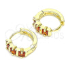 Argolla Huggie 02.210.0654.15 Oro Laminado, con Granate Zirconia Cubica, Pulido, Tono Dorado
