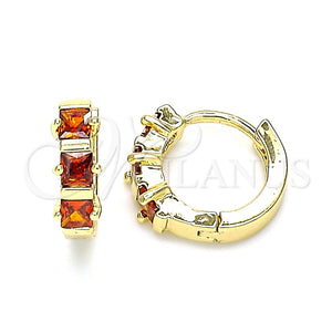 Argolla Huggie 02.210.0654.15 Oro Laminado, con Granate Zirconia Cubica, Pulido, Tono Dorado