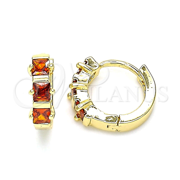 Argolla Huggie 02.210.0654.15 Oro Laminado, con Granate Zirconia Cubica, Pulido, Tono Dorado