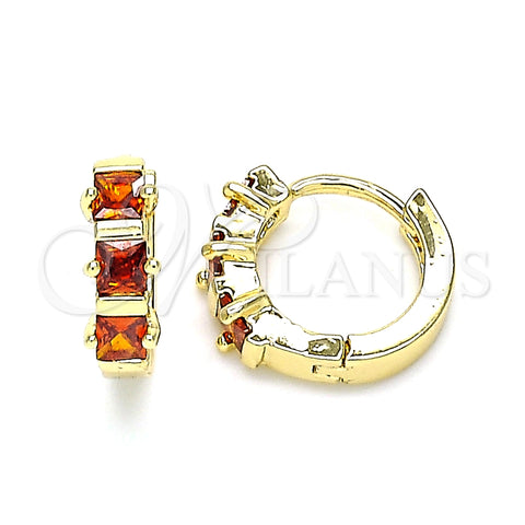 Argolla Huggie 02.210.0654.15 Oro Laminado, con Granate Zirconia Cubica, Pulido, Tono Dorado
