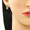 Argolla Huggie 02.210.0655.1.15 Oro Laminado, Diseño de Oja, con Aqua Azul and Blanca Zirconia Cubica, Pulido, Tono Dorado