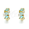 Argolla Huggie 02.210.0655.1.15 Oro Laminado, Diseño de Oja, con Aqua Azul and Blanca Zirconia Cubica, Pulido, Tono Dorado