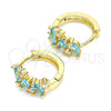 Argolla Huggie 02.210.0655.1.15 Oro Laminado, Diseño de Oja, con Aqua Azul and Blanca Zirconia Cubica, Pulido, Tono Dorado