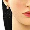 Argolla Huggie 02.210.0655.4.15 Oro Laminado, Diseño de Oja, con Multicolor Zirconia Cubica, Pulido, Tono Dorado