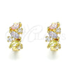 Argolla Huggie 02.210.0655.4.15 Oro Laminado, Diseño de Oja, con Multicolor Zirconia Cubica, Pulido, Tono Dorado