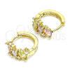 Argolla Huggie 02.210.0655.4.15 Oro Laminado, Diseño de Oja, con Multicolor Zirconia Cubica, Pulido, Tono Dorado