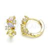 Argolla Huggie 02.210.0655.4.15 Oro Laminado, Diseño de Oja, con Multicolor Zirconia Cubica, Pulido, Tono Dorado
