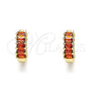 Argolla Huggie 02.210.0656.12 Oro Laminado, Diseño de Baguette, con Granate Zirconia Cubica, Pulido, Tono Dorado